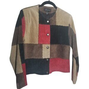 Vtg Karen Arnold Women's 90s Grunge Patchwork Leather Jacket Sz M Multi Edgy